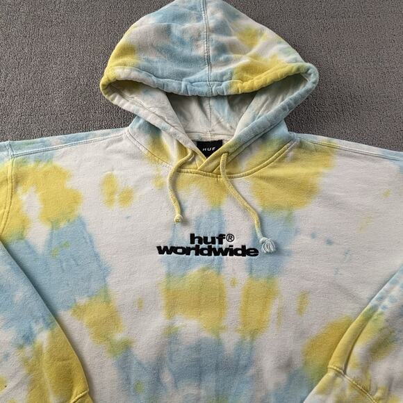 HUF Worldwide Hoodie Adult Extra Large Long Sleeve Tie Dye Casual Sweater Men's - Picture 8 of 14